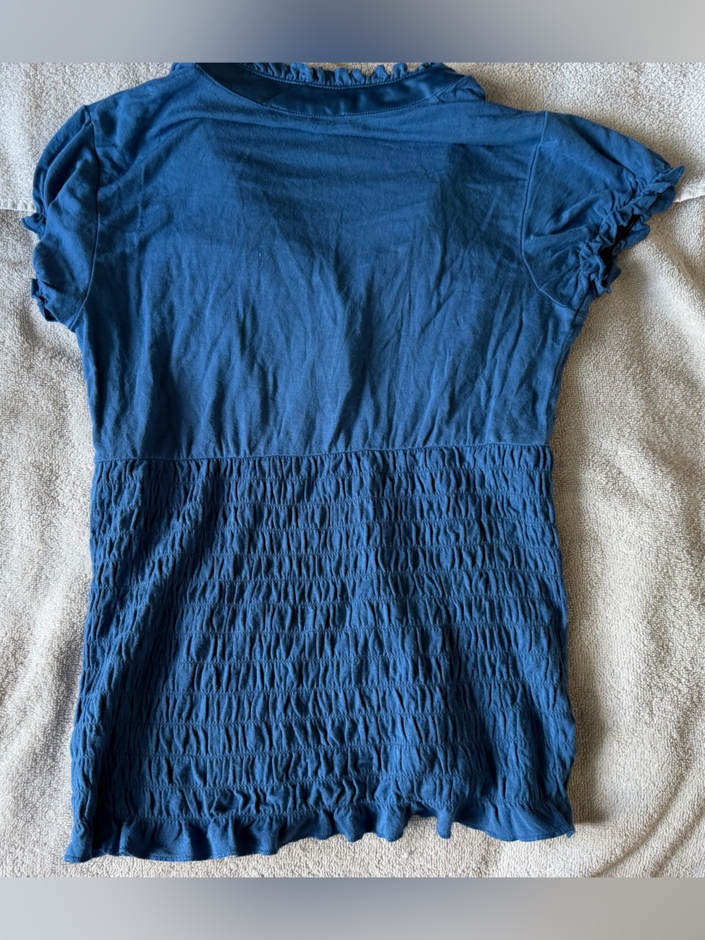 Smart Set Blue Ruffled Button-Front Smocked Top - Picture 3 of 3